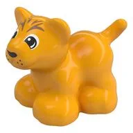 Duplo Animal, Lion Cub with Black Eyes Print, Bright Light Orange