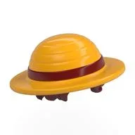Hair and Hat, Straw Hat with Dark Red Hair, Dark Red Band Pattern, Bright Light Orange