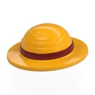 Straw Hat with Dark Red Band Pattern, Bright Light Orange