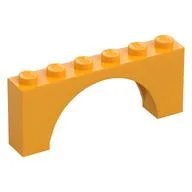Brick Arch 1 x 6 x 2 - Thin Top without Reinforced Underside [New Version], Bright Light Orange
