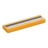Tile 1 x 4 with White and Dark Blue Stripes Print, Bright Light Orange