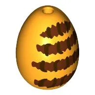 Food Egg with 1.5mm Hole with Dark Red/Reddish Brown Bee /Wasp Stripes Print, Bright Light Orange