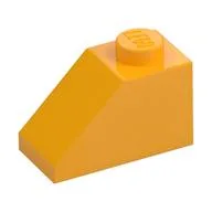 Brick Sloped 45° 2 x 1 with Bottom Pin, Bright Light Orange