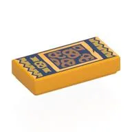 Tile 1 x 2 with Dark Blue Pretzel Pack Print, Bright Light Orange
