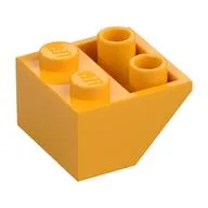 Brick Sloped Inverted 45° 2 x 2 [Ovoid Bottom Pin, Bar-sized Stud Holes], Bright Light Orange