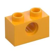 Technic Brick 1 x 2 [1 Pin Hole], Bright Light Orange