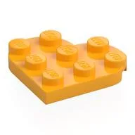 Plate Angled 3 x 3 with Heart Shape, Bright Light Orange