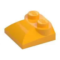Brick Curved 2 x 2 x 2/3 Two Studs and Curved Slope End, Bright Light Orange