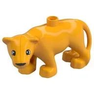 Duplo Animal Lion Adult Female with Head turned Left with Black Eyes Print, Bright Light Orange