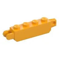 Hinge Brick 1 x 4 Locking with 1 Finger Vertical End and 2 Fingers Vertical End, 7 Teeth, Bright Light Orange