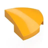 Brick Round Corner, Curved 2 x 2 x 2/3 Quarter Circle With 1 x 1 Bottom Cutout, Bright Light Orange