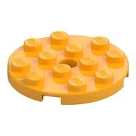 Plate Round 4 x 4 with Pin Hole, Bright Light Orange