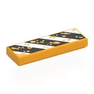 Tile 1 x 3 with Scuffed White/Black Warning Stripes Print, Bright Light Orange