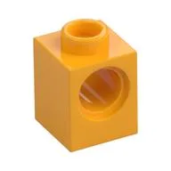 Technic Brick 1 x 1 with Pin Hole, Bright Light Orange