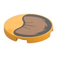 Tile Round 3 x 3 with Medium Nougat/Black Lion Ear Print, Bright Light Orange