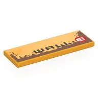 Tile 2 x 6 with 'WALL.E', Rust Stains Print, Bright Light Orange
