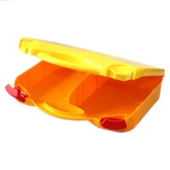 Storage Case, with Rounded Corners, Yellow Lid, Red Latches, Bright Light Orange