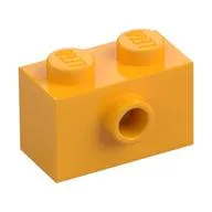 Brick Special 1 x 2 with 1 Center Stud on 1 Side, Bottom Stud Holder, Bright Light Orange