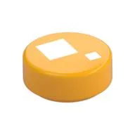 Tile Round 1 x 1 with Large and Small White Squares Print (Brickheadz Eye), Bright Light Orange