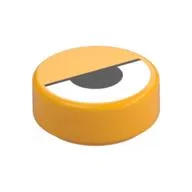 Tile Round 1 x 1 with Half-Closed Eye Print, Bright Light Orange