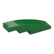 Brick Curved 4 x 1 No Studs [Stud Holder with Symmetric Ridges], Green