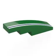 Brick Curved 4 x 1 No Studs with White/Dark Blue/White Stripes Print, Green