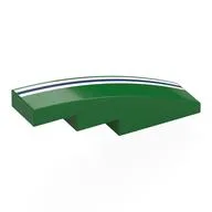 Brick Curved 4 x 1 No Studs with White/Dark Blue/White Stripes Print, Green