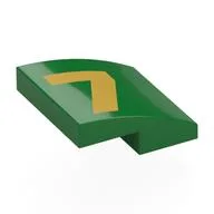 Brick Curved 2 x 2 x 2/3 with Gold '7' Print, Green