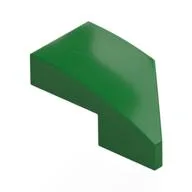 Brick Wedged, Curved 2 x 1 with Stud Notch Left, Green