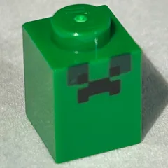 Brick 1 x 1 with Pixelated Back Face (Creeper) Print, Green