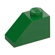 Brick Sloped 45° 2 x 1 with Bottom Pin, Green