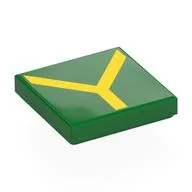 Tile 2 x 2 with Yellow 'Y' Print, Green