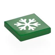 Tile 2 x 2 with White Snowflake Print, Green
