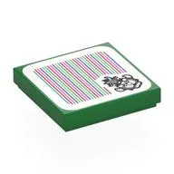 Tile 2 x 2 with Bowser Castle, Barcode Print (Sticker), Green