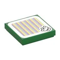 Tile 2 x 2 with Bowser Head and Barcode Print (Sticker), Green