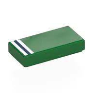 Tile 1 x 2 with White/Dark Blue/White Stripes Print, Green
