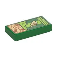 Tile 1 x 2 with Granola Bar Print, Green