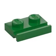 Plate Special 1 x 2 with Door Rail, Green
