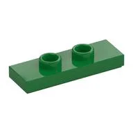 Plate Special 1 x 3 with 2 Studs with Groove and Inside Stud Holder (Jumper), Green