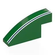 Brick Curved 1 x 4 x 1 2/3 No Studs with White/Dark Blue/White Stripes Print, Green