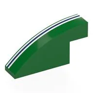Brick Curved 1 x 4 x 1 2/3 No Studs with White/Dark Blue/White Stripes Print, Green