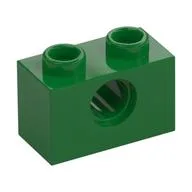 Technic Brick 1 x 2 [1 Pin Hole], Green