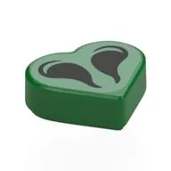 Tile 1 x 1 Heart with Black Nostrils on Light Green Background Print, Green