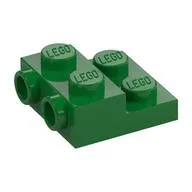 Plate Special 2 x 2 x 2/3 with Two Studs On Side and Two Raised [Half Hollow Anti-stud] - Updated Version, Green