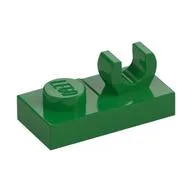 Plate Special 1 x 2, Top Clip [Open O], Green
