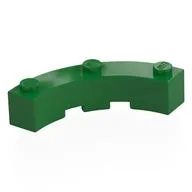 Brick Round Corner 4 x 4 Macaroni Wide with 3 Studs, Green