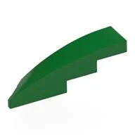 Brick Wedged, Curved 1 x 4 with Stud Notch Right, Green