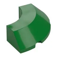 Brick Round Corner 4 x 4 x 1 with Bottom Cut Outs, No Studs, Flat Top, Green