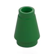 Cone 1 x 1 [Top Groove], Green