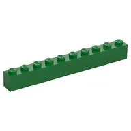 Brick 1 x 10, Green